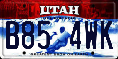 UT license plate B854WK