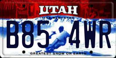 UT license plate B854WR