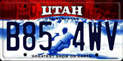 UT license plate B854WV