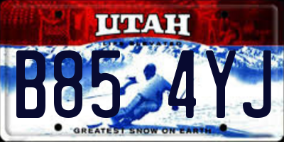 UT license plate B854YJ