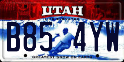 UT license plate B854YW