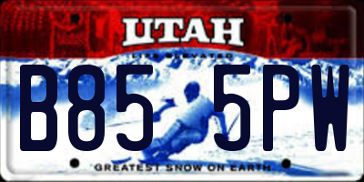 UT license plate B855PW