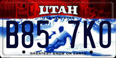 UT license plate B857KO
