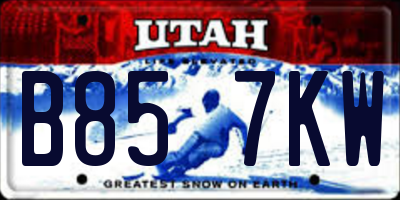 UT license plate B857KW