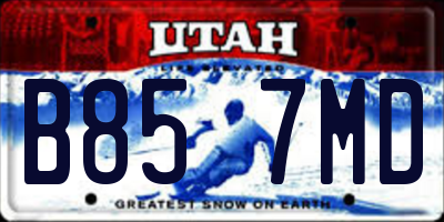 UT license plate B857MD
