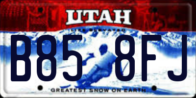 UT license plate B858FJ