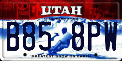 UT license plate B858PW