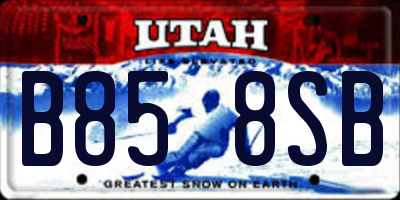 UT license plate B858SB