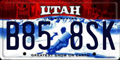 UT license plate B858SK