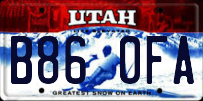 UT license plate B860FA