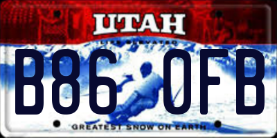 UT license plate B860FB