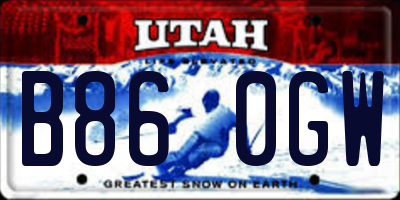 UT license plate B860GW