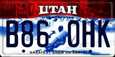 UT license plate B860HK