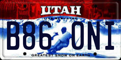 UT license plate B860NI
