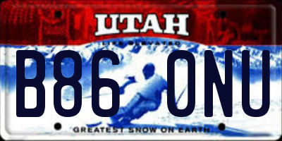 UT license plate B860NU