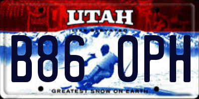 UT license plate B860PH