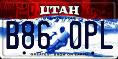 UT license plate B860PL