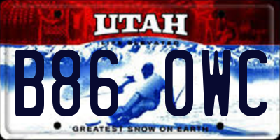 UT license plate B860WC