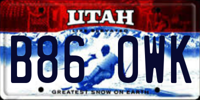 UT license plate B860WK
