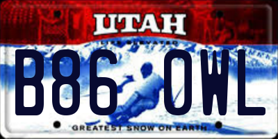 UT license plate B860WL