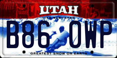 UT license plate B860WP