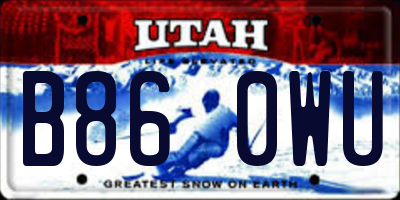 UT license plate B860WU