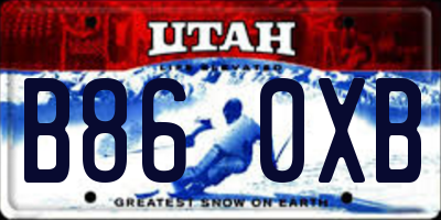 UT license plate B860XB