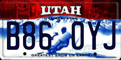 UT license plate B860YJ