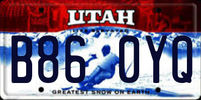 UT license plate B860YQ