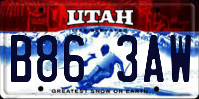 UT license plate B863AW