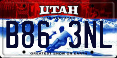 UT license plate B863NL