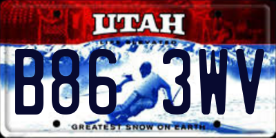 UT license plate B863WV