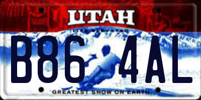 UT license plate B864AL