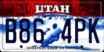 UT license plate B864PK