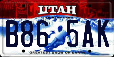 UT license plate B865AK