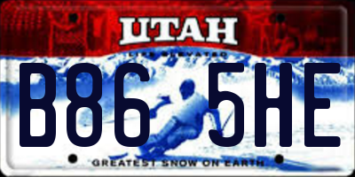 UT license plate B865HE