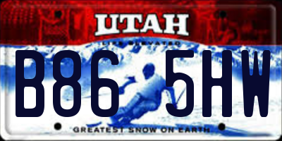 UT license plate B865HW