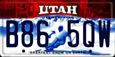 UT license plate B865QW