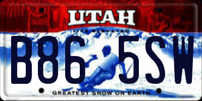 UT license plate B865SW