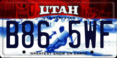 UT license plate B865WF