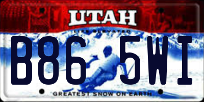 UT license plate B865WI