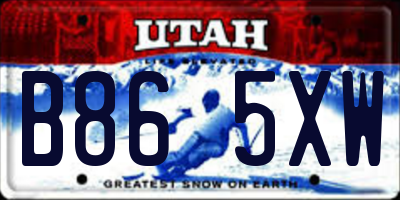 UT license plate B865XW