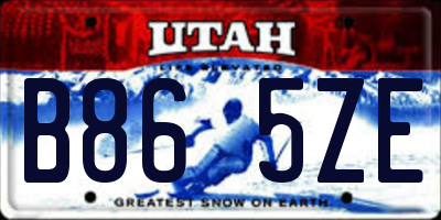UT license plate B865ZE