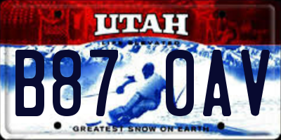 UT license plate B870AV