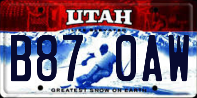 UT license plate B870AW