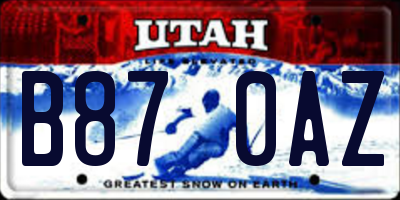 UT license plate B870AZ