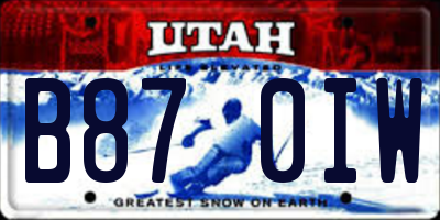 UT license plate B870IW
