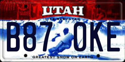 UT license plate B870KE