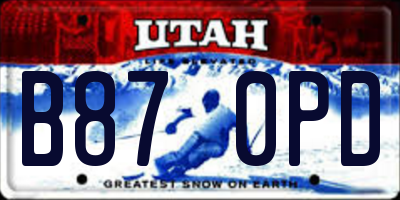 UT license plate B870PD