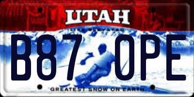 UT license plate B870PE
